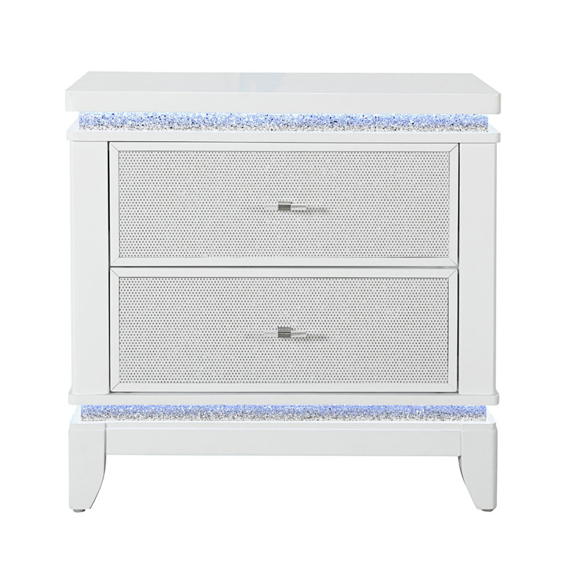 Nightstand With LED Lighting, Bedside Table