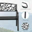 Banc d'extérieur 50 po Outsunny, banc de jardin en métal avec dossier à motif floral, banc de véranda avec siège à lattes pour parc, cour, pelouse, noir