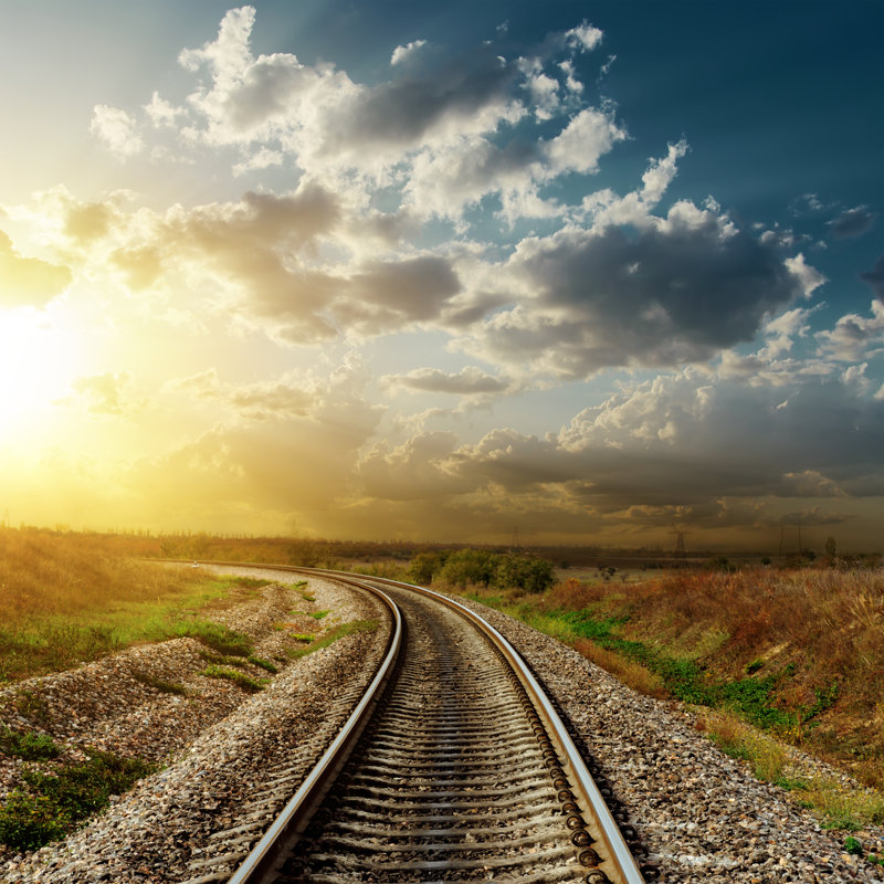 Sunset Over Railroad by Mycola - Wrapped Canvas Print, 30cm H x 30cm W x 3.8cm D