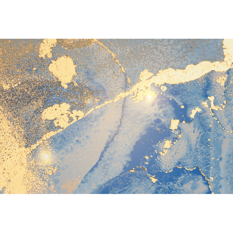 Blue And Gold Pattern - Wrapped Canvas Print, 61cm H x 91cm W x 3.8cm D