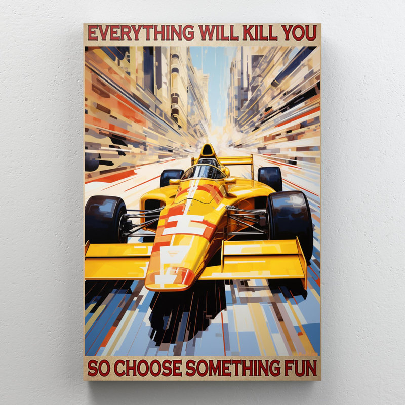 Car Racing Choisir quelque chose amusant - 1 pièce, impression d'art graphique rectangulaire sur toile tendue