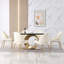 Table de salle à manger en pierre de 71 pouces de couleur blanche Carrara avec base à piédestal rayé-855972253