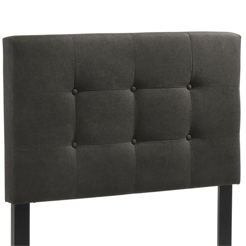 Lit simple confortable à panneau gris anthracite avec tête de lit et plateforme basse pour la chambre à coucher, Lit simple
