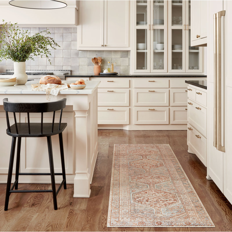 Chris Loves Julia x Loloi Jules Geometric Tangerine/Mist Area Rug, Runner 2'6" x 9'6"
