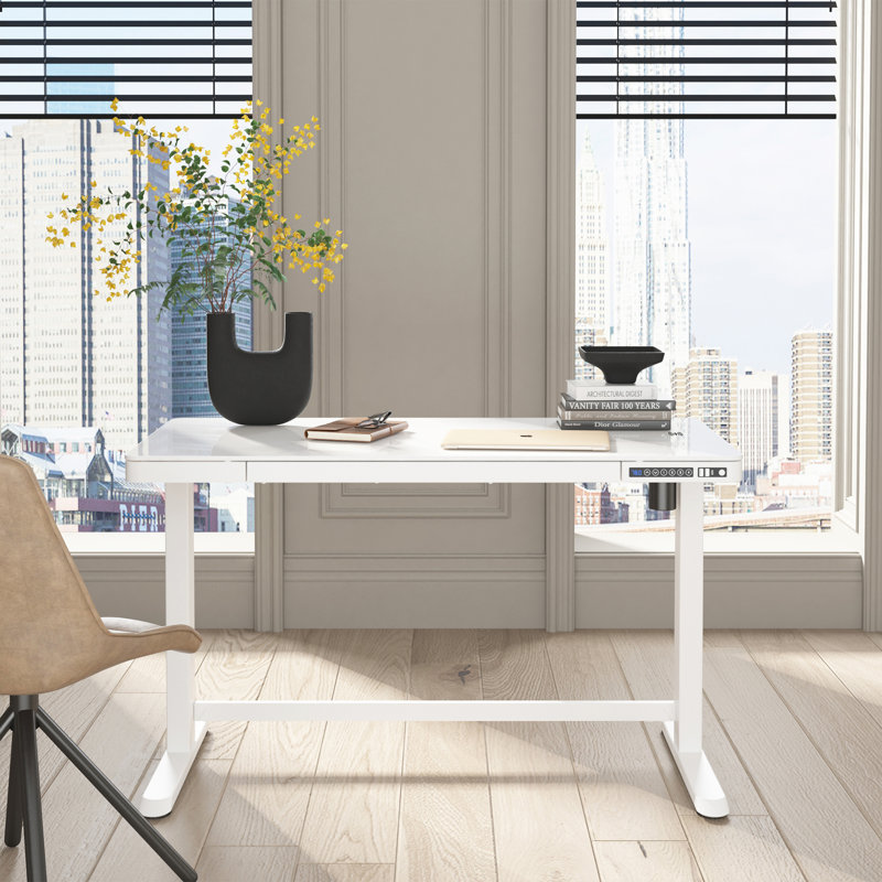 Bureau debout à hauteur ajustable Cashwell, Blanc