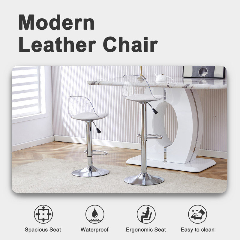 Swivel Upholstered Adjustable Height Counter Stool(Set of 4), Silver