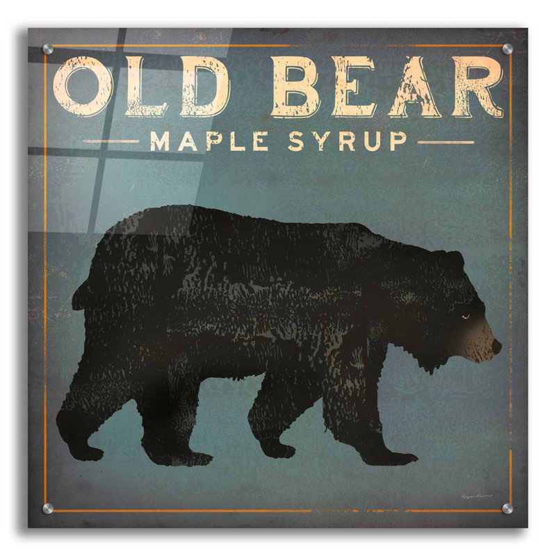 «Old Bear» par Ryan Fowler, art mural en verre acrylique, H 24 po x l 24 po x P 0,2 po