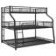 Twin XL/Full XL/Queen Triple Bunk Bed With Long And Short Ladder And Full-Length Guardrails,Black
