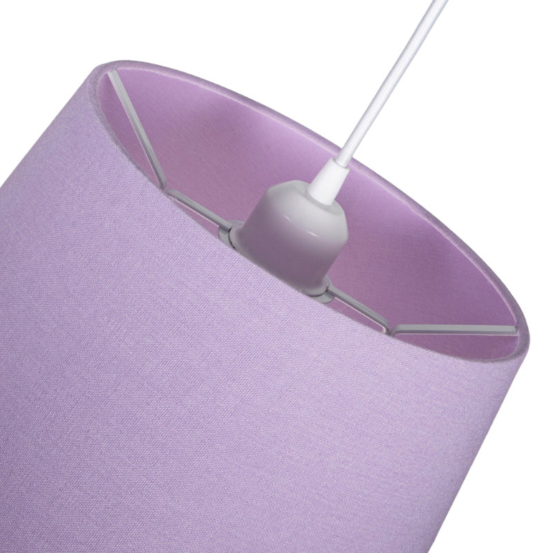Traditional Linen Fabric Drum Shade for Pendant & Lampshade, 19cm H x 30cm W x 30cm D, Lilac