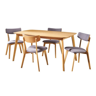 Henry 4 - Person Rubberwood Solid Wood Dining Set