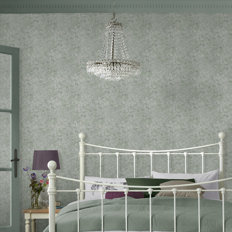 Laura Ashley Corrina Leaf Mineral Green Removable Wallpaper