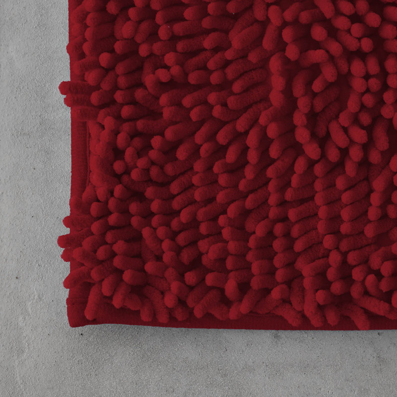 2 Piece Set Rectangle/U-shaped Bath Mat, Deep Red