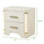 Armoire de chevet beige à 2 tiroirs avec éclairage à DEL et attrayante garniture décorative dorée