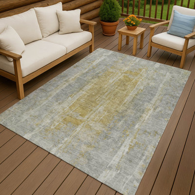 Tapis abstrait intérieur / extérieur lavable à la machine Matteson ACN2309