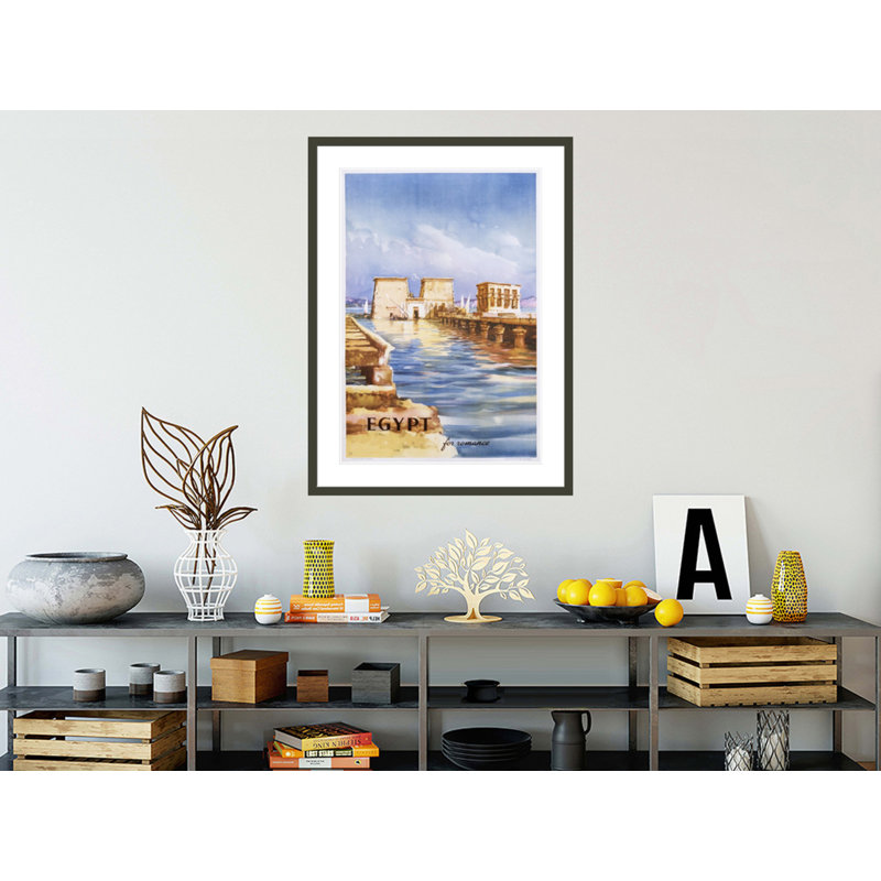 «Égypte pour affiche romantique» par Inconnu - Reproduction giclée encadrée, H 41,5 po x l 30,59 po