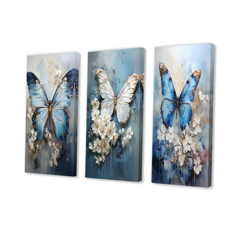 Butterfly Ethereal Blues, H 28 po x l 36 po, Toile tendue