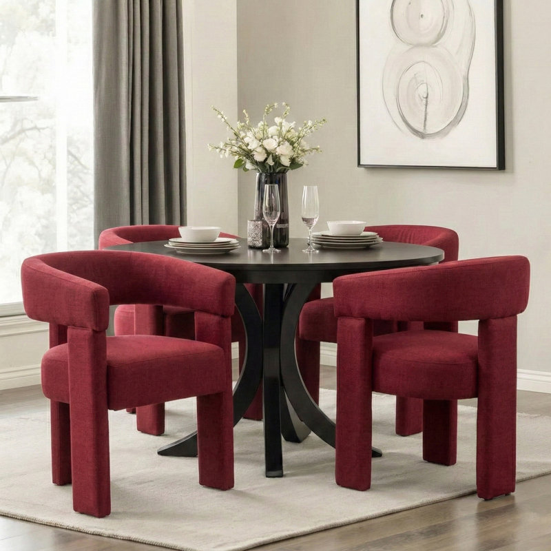 Chaise légère et luxueuse en velours, Rouge