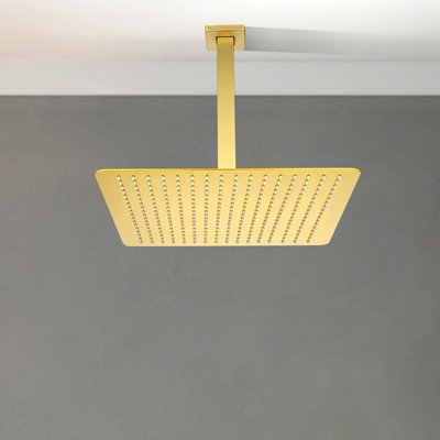 16 Inch Square Rain Shower Head Brushed Gold 304 Stainless Steel Showerhead
