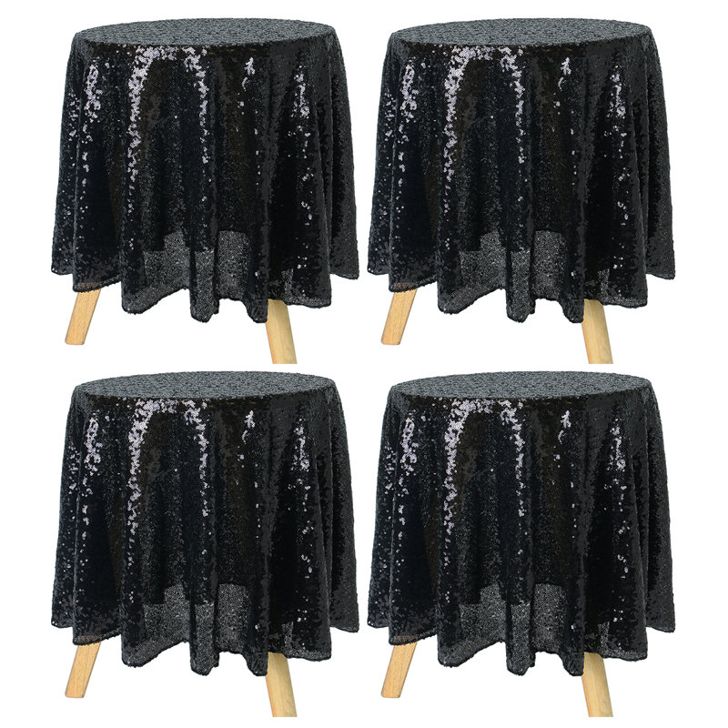 Nappe d’anniversaire ronde de couleur unie Mecham, Ensemble de 4