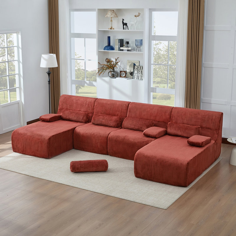 Canapé modulaire surdimensionné de 132,2 po, Rouge