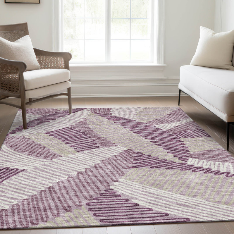 Tapis lavande Prisco lavable à la machine de qualité supérieure, Rectangle 5 pi x 7 pi 6 po