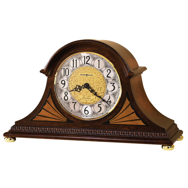 Traditional Analogue Quartz Movement / Crystal Tabletop Clock in Windsor Cherry