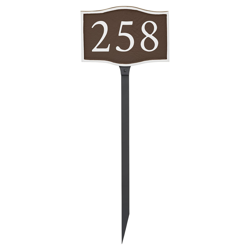 Serif 1-Line Lawn Address Sign, White, Copper