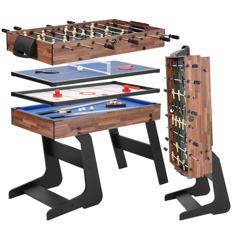 Ensemble de table pliable multi-jeux 4-en-1, table de jeu combo (soccer sur table, billard, tennis de table, hockey) pour salle de jeux familiale