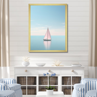 «Coastal Calm» rose et bleu voilier photo sur toile
