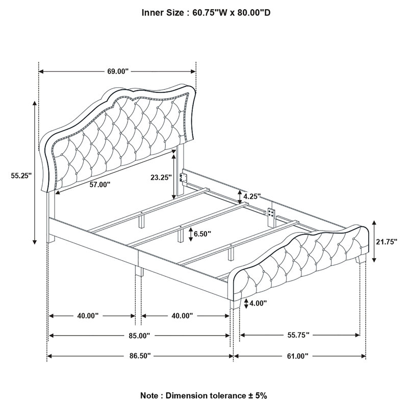  Flannory Upholstered Queen Panel Bed Grey, Queen, Gray