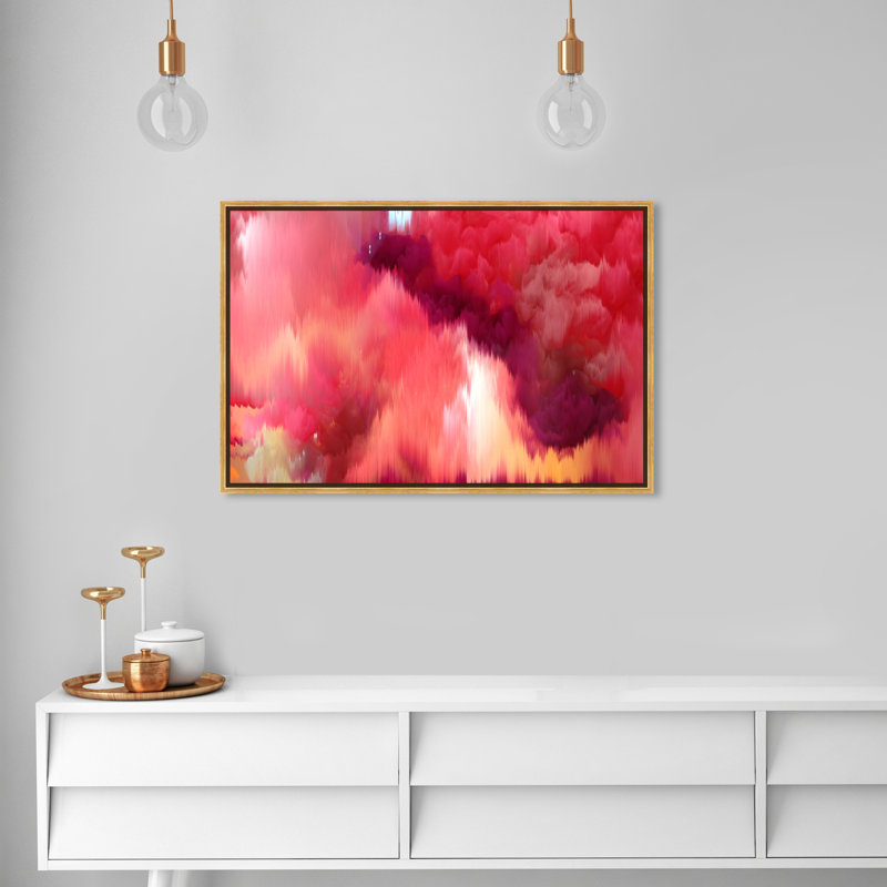 Large Vivanti Abstract - Peinture sur toile, Cadre doré, H 45 po x l 30 po