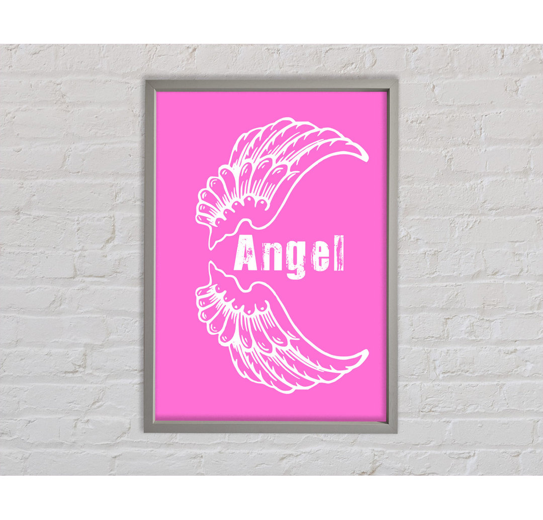 Angel Wings 3 Vivid Pink Gerahmter Druck