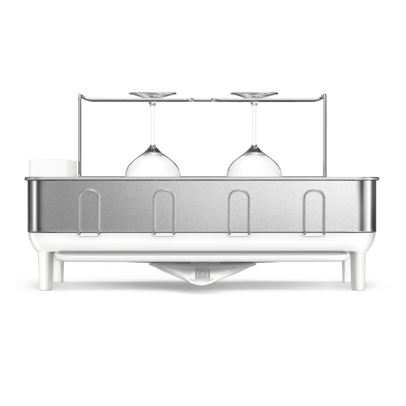 Simplehuman Kitchen Dish Drying Rack With Swivel Spout, Fingerprint-Proof Stainless Steel Frame