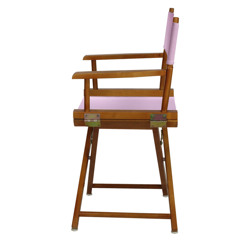 Chaise de réalisateur pliante 18 po, Chêne miel, Rose
