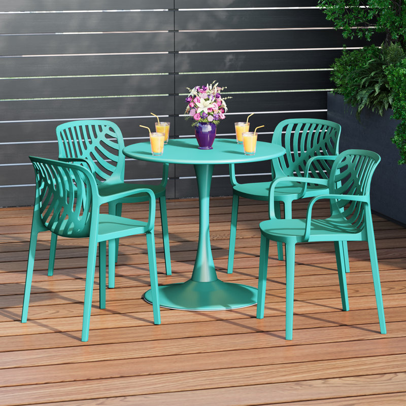 Ensemble repas extérieur pour 4 personnes, H 29 po x l 31,5 po x P 31,5 po, Sarcelle, 4