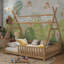 Lit maison avec lumière DEL, plancher bas et toit amovible pour enfants-1615855129-1615855142