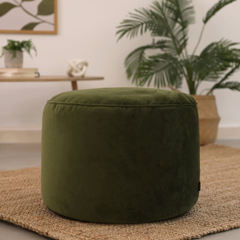 Milano Velvet Footstool, Olive Green