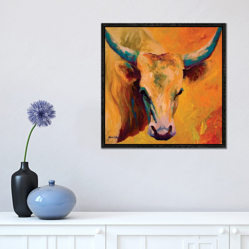 Creamy Texan by Marion Rose - Painting on Canvas, 45.72 cm H x 45.72 cm W, Black Framed
