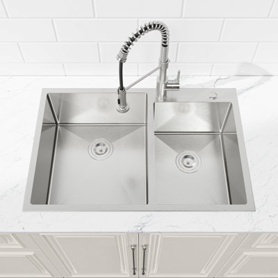 33"X19" Embedded Double Bowl Kitchen Sink