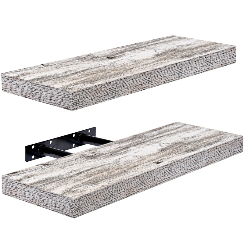 Swanfield Sorbus 16" Long Floating Shelves with Invisible Mounting Set of 2 - White, White