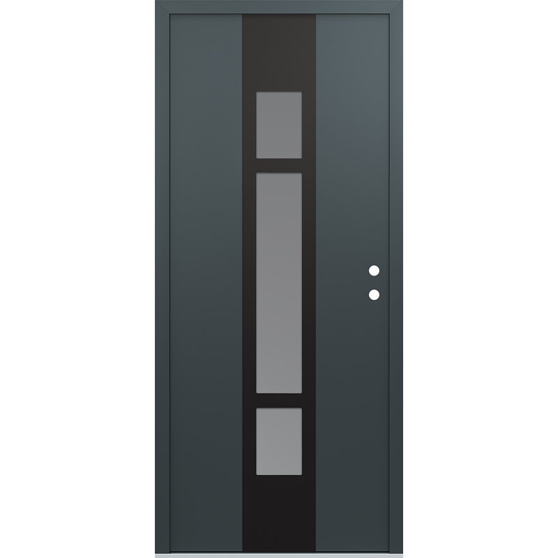 Porte d'entrée pré-suspendue Diamond A9, S'ouvre à gauche vers l'intérieur, Anthracite / anthracite / givré