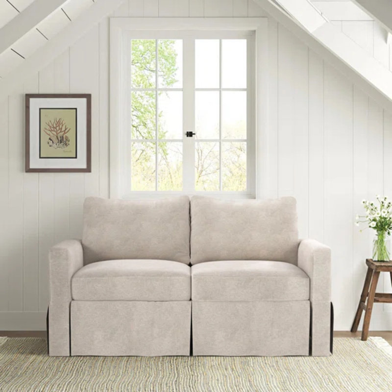 Besjana Upholstered 70'' Sofa, Dark Gray Linen, 33" x 58" x 32"