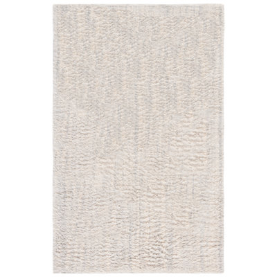 Hand Tufted Wool/Cotton Rug in Silver/Ivory