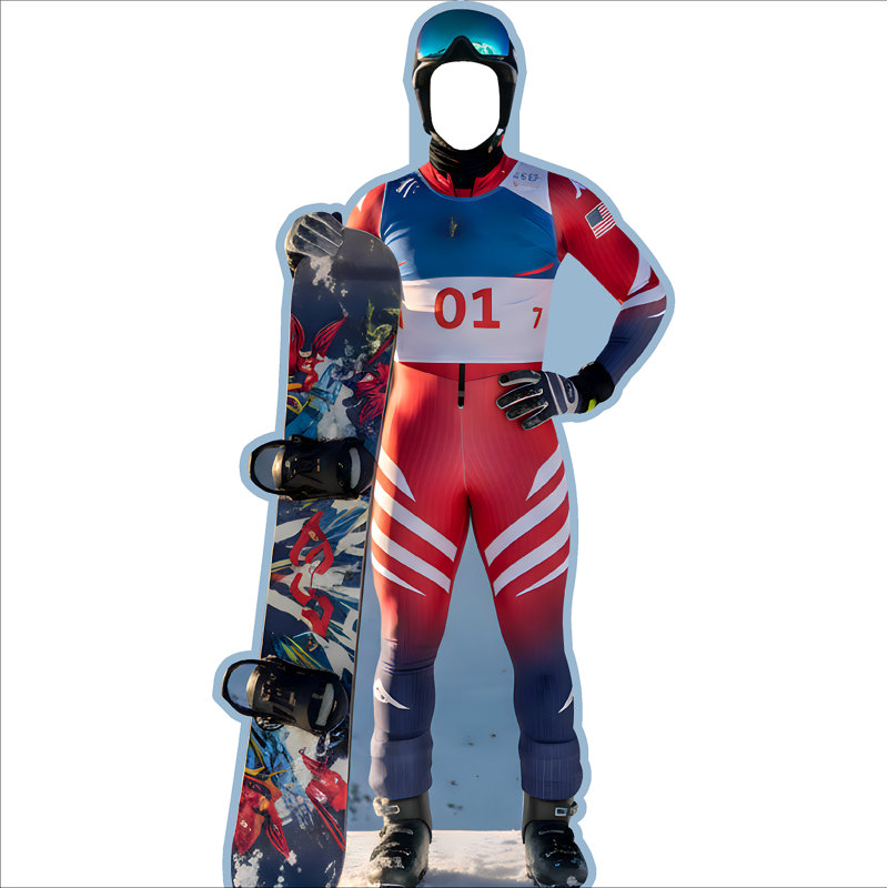 SS11361 Alpine Snowboarder Man Guy Sports d'hiver en carton découpé debout debout