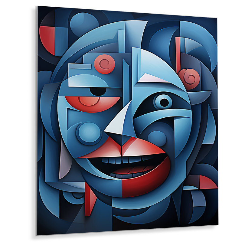 Blue Midnight African Mask II - Art mural américain en métal, H 20 po x l 12 po x P 1 po