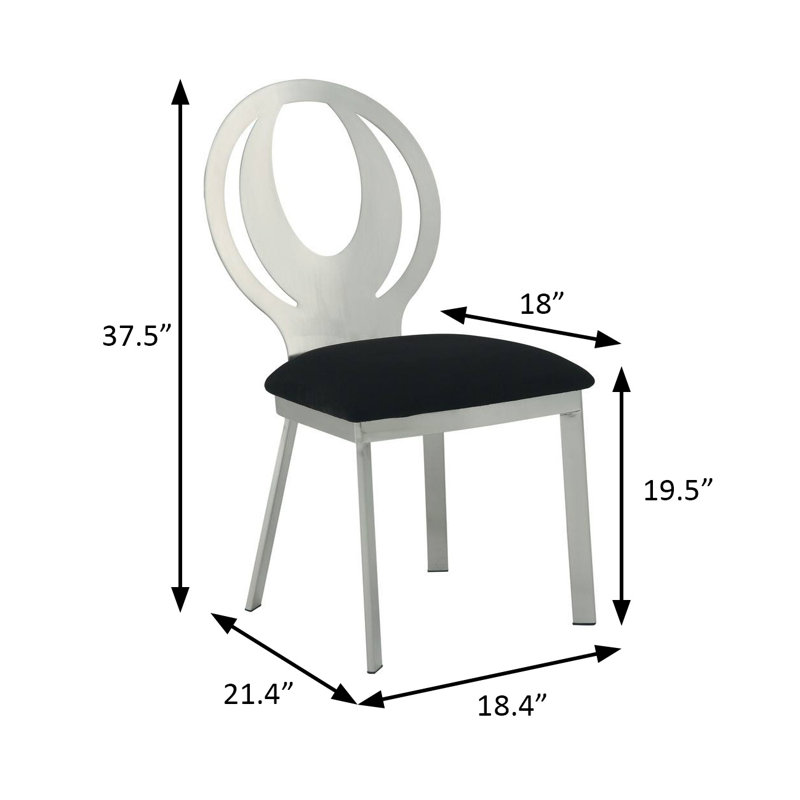 Chaise d'appoint contemporaine l 18,4 po (2 / RCT), argent / noir