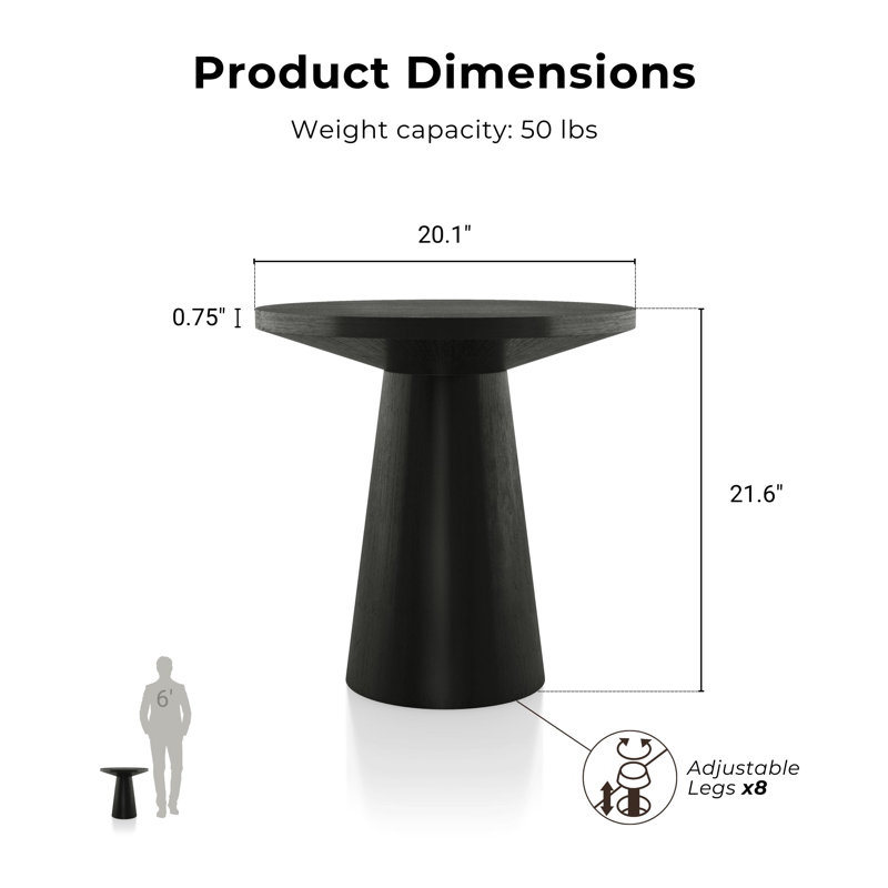 Ensemble de tables basses Astromeritis, Noir, 2 pièces: table de bout, table basse