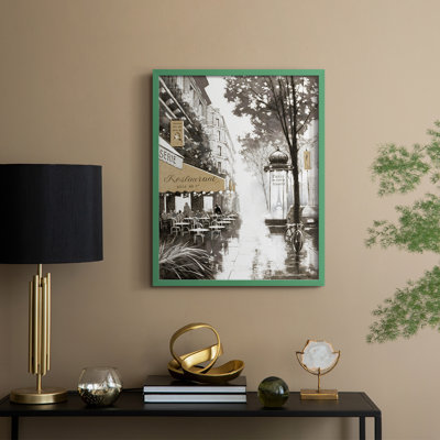 «Stroll Through Paris II», reproduction encadrée - bois massif