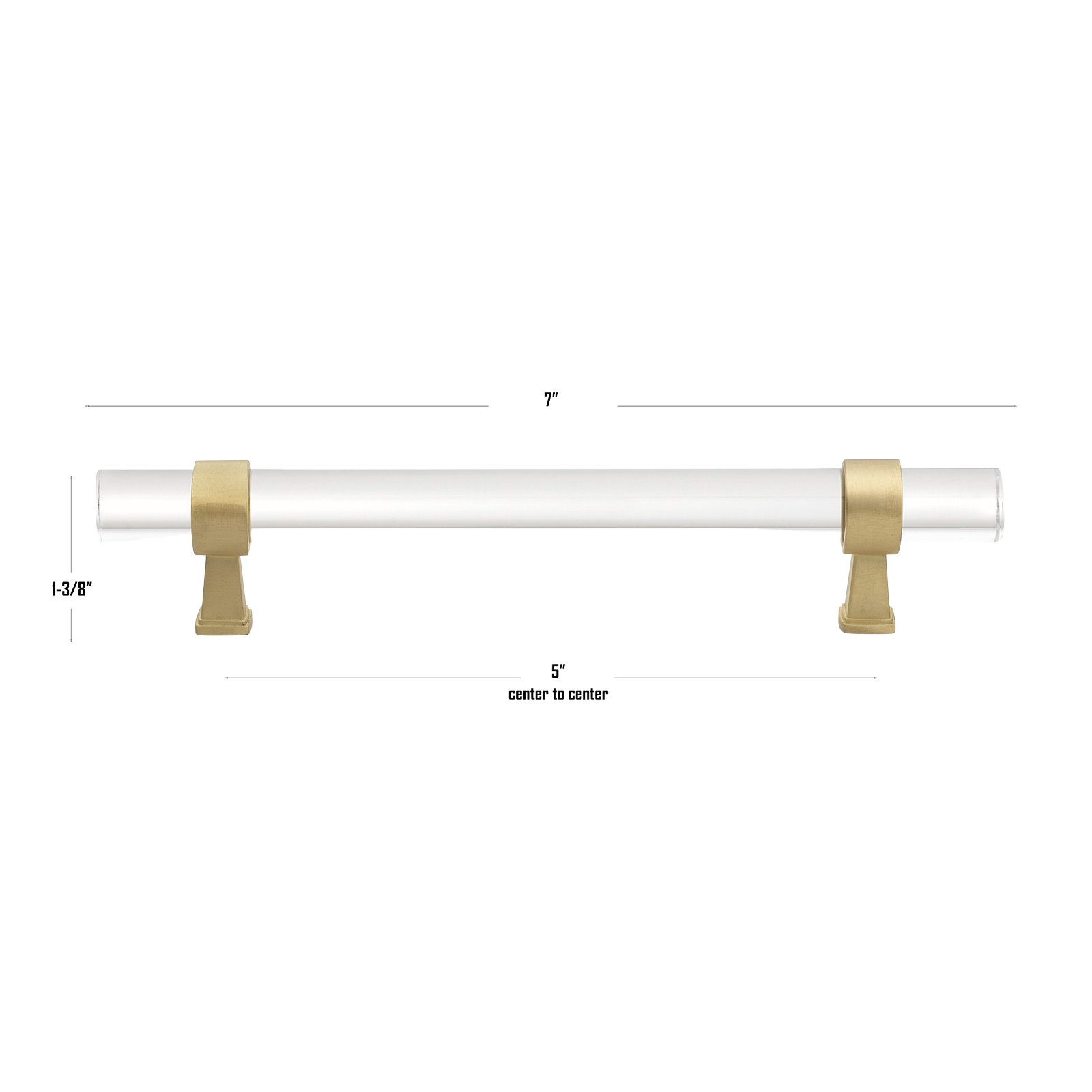 Center to Center Acrylic Bar Pull, Satin Gold, 5.0625"