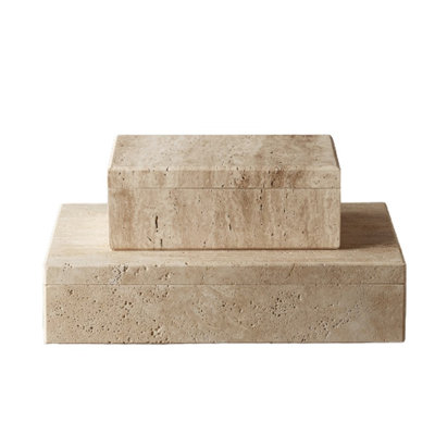 Travertine Rectangle Box Large Cream